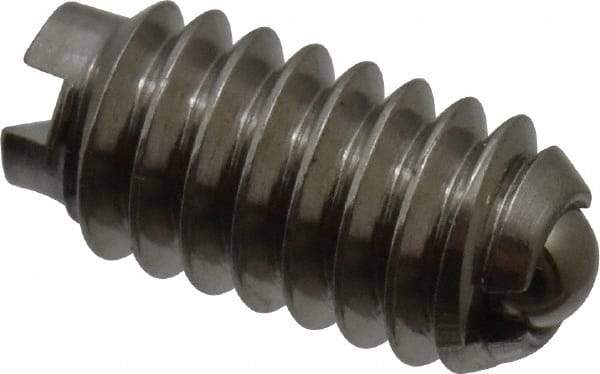 Vlier - 5-40, 0.062" Ball Diam, 0.25" Body Length, 0.02" Max Ball Reach, Threaded Ball Plunger - Stainless Steel Body, Stainless Steel Ball, 0.25 Lb Initial End Force, 0.75 Lb Final End Force - Industrial Tool & Supply