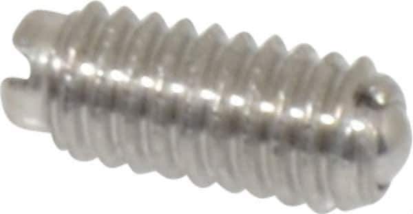 Vlier - 6-40, 0.078" Ball Diam, 0.312" Body Length, 0.023" Max Ball Reach, Threaded Ball Plunger - Stainless Steel Body, Stainless Steel Ball, 0.5 Lb Initial End Force, 1 Lb Final End Force - Industrial Tool & Supply