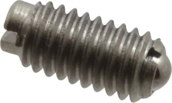 Vlier - 8-36, 0.094" Ball Diam, 0.344" Body Length, 0.025" Max Ball Reach, Threaded Ball Plunger - Stainless Steel Body, Stainless Steel Ball, 0.5 Lb Initial End Force, 1.25 Lb Final End Force - Industrial Tool & Supply