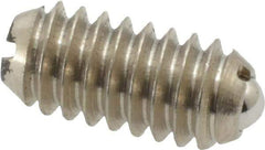 Vlier - 1/4-20, 0.125" Ball Diam, 0.531" Body Length, 0.035" Max Ball Reach, Threaded Ball Plunger - Stainless Steel Body, Stainless Steel Ball, 3 Lb Initial End Force, 7 Lb Final End Force - Industrial Tool & Supply