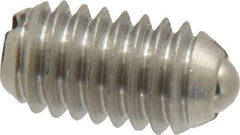 Vlier - 5/16-18, 0.156" Ball Diam, 0.578" Body Length, 0.04" Max Ball Reach, Threaded Ball Plunger - Stainless Steel Body, Stainless Steel Ball, 4 Lb Initial End Force, 9 Lb Final End Force - Industrial Tool & Supply