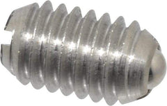 Vlier - 3/8-16, 0.188" Ball Diam, 0.625" Body Length, 0.048" Max Ball Reach, Threaded Ball Plunger - Stainless Steel Body, Stainless Steel Ball, 5 Lb Initial End Force, 10 Lb Final End Force - Industrial Tool & Supply