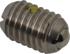 Vlier - 1/2-13, 0.281" Ball Diam, 0.75" Body Length, 0.072" Max Ball Reach, Threaded Ball Plunger - Stainless Steel Body, Stainless Steel Ball, 6 Lb Initial End Force, 12 Lb Final End Force, Locking Element - Industrial Tool & Supply