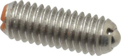 Vlier - 10-32, 0.094" Ball Diam, 0.513" Body Length, 0.025" Max Ball Reach, Threaded Ball Plunger - Stainless Steel Body, Stainless Steel Ball, 2 Lb Initial End Force, 5 Lb Final End Force - Industrial Tool & Supply