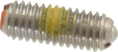 Vlier - 10-32, 0.094" Ball Diam, 0.513" Body Length, 0.025" Max Ball Reach, Threaded Ball Plunger - Stainless Steel Body, Stainless Steel Ball, 2 Lb Initial End Force, 5 Lb Final End Force, Locking Element - Industrial Tool & Supply