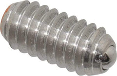 Vlier - 1/4-20, 0.125" Ball Diam, 0.531" Body Length, 0.035" Max Ball Reach, Threaded Ball Plunger - Stainless Steel Body, Stainless Steel Ball, 4 Lb Initial End Force, 12 Lb Final End Force - Industrial Tool & Supply