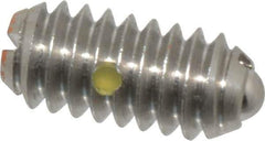 Vlier - 1/4-20, 0.125" Ball Diam, 0.531" Body Length, 0.035" Max Ball Reach, Threaded Ball Plunger - Stainless Steel Body, Stainless Steel Ball, 4 Lb Initial End Force, 12 Lb Final End Force, Locking Element - Industrial Tool & Supply