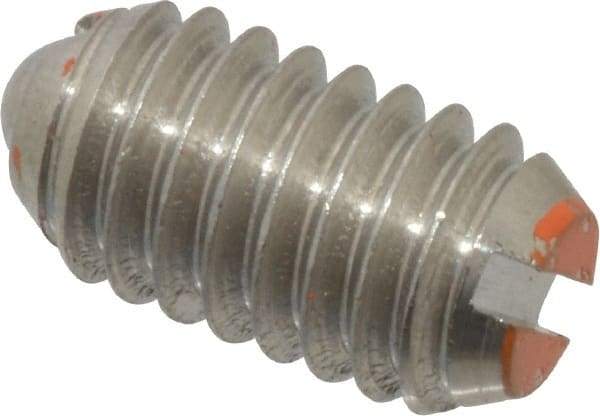 Vlier - 5/16-18, 0.156" Ball Diam, 0.578" Body Length, 0.04" Max Ball Reach, Threaded Ball Plunger - Stainless Steel Body, Stainless Steel Ball, 6 Lb Initial End Force, 17 Lb Final End Force - Industrial Tool & Supply