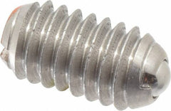 Vlier - 5/16-18, 0.156" Ball Diam, 0.578" Body Length, 0.04" Max Ball Reach, Threaded Ball Plunger - Stainless Steel Body, Stainless Steel Ball, 6 Lb Initial End Force, 17 Lb Final End Force, Locking Element - Industrial Tool & Supply