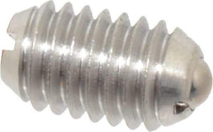 Vlier - 3/8-16, 0.188" Ball Diam, 0.625" Body Length, 0.048" Max Ball Reach, Threaded Ball Plunger - Stainless Steel Body, Stainless Steel Ball, 6 Lb Initial End Force, 21 Lb Final End Force - Industrial Tool & Supply