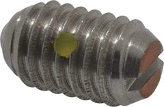 Vlier - 3/8-16, 0.188" Ball Diam, 0.625" Body Length, 0.048" Max Ball Reach, Threaded Ball Plunger - Stainless Steel Body, Stainless Steel Ball, 6 Lb Initial End Force, 21 Lb Final End Force, Locking Element - Industrial Tool & Supply
