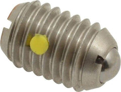 Vlier - 1/2-13, 0.281" Ball Diam, 0.75" Body Length, 0.072" Max Ball Reach, Threaded Ball Plunger - Stainless Steel Body, Stainless Steel Ball, 6 Lb Initial End Force, 30 Lb Final End Force, Locking Element - Industrial Tool & Supply
