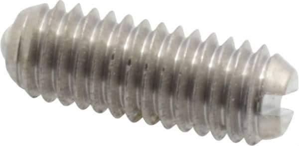 Vlier - 10-32, 0.094" Ball Diam, 0.513" Body Length, 0.025" Max Ball Reach, Threaded Ball Plunger - Stainless Steel Body, Stainless Steel Ball, 0.5 Lb Initial End Force, 1.5 Lb Final End Force, Locking Element - Industrial Tool & Supply