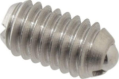 Vlier - 5/16-18, 0.156" Ball Diam, 0.578" Body Length, 0.04" Max Ball Reach, Threaded Ball Plunger - Stainless Steel Body, Stainless Steel Ball, 2 Lb Initial End Force, 4.25 Lb Final End Force - Industrial Tool & Supply