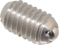 Vlier - 3/8-16, 0.188" Ball Diam, 0.625" Body Length, 0.048" Max Ball Reach, Threaded Ball Plunger - Stainless Steel Body, Stainless Steel Ball, 2.5 Lb Initial End Force, 5 Lb Final End Force, Locking Element - Industrial Tool & Supply