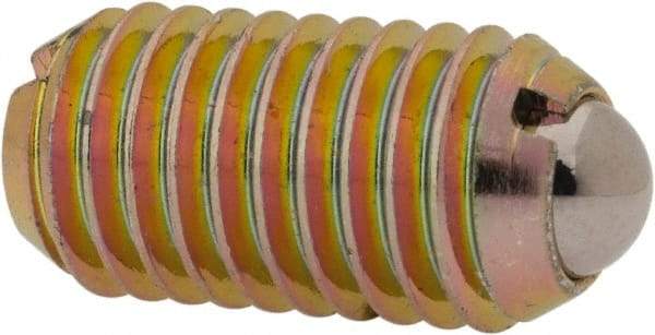 Vlier - M10x1.5, 6mm Ball Diam, 19mm Body Length, 2mm Max Ball Reach, Threaded Ball Plunger - Steel Body, Steel Ball, 13.49 Lb Initial End Force, 20.23 Lb Final End Force - Industrial Tool & Supply