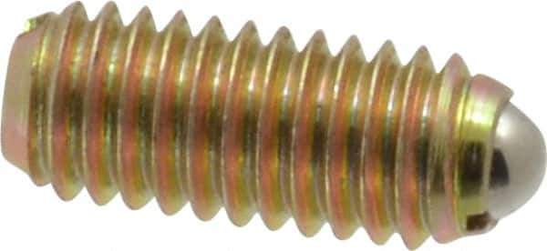 Vlier - M6x1.0, 3.5mm Ball Diam, 14mm Body Length, 1mm Max Ball Reach, Threaded Ball Plunger - Steel Body, Steel Ball, 6.29 Lb Initial End Force, 9 Lb Final End Force - Industrial Tool & Supply