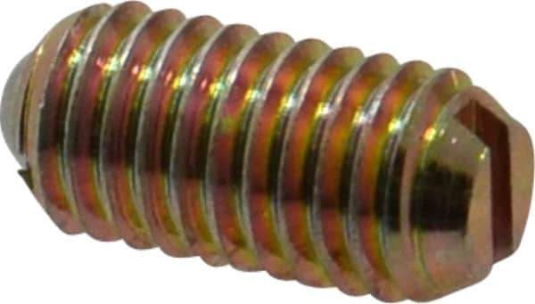 Vlier - M8x1.25, 5mm Ball Diam, 16mm Body Length, 1.5mm Max Ball Reach, Threaded Ball Plunger - Steel Body, Steel Ball, 9 Lb Initial End Force, 13.49 Lb Final End Force, Locking Element - Industrial Tool & Supply