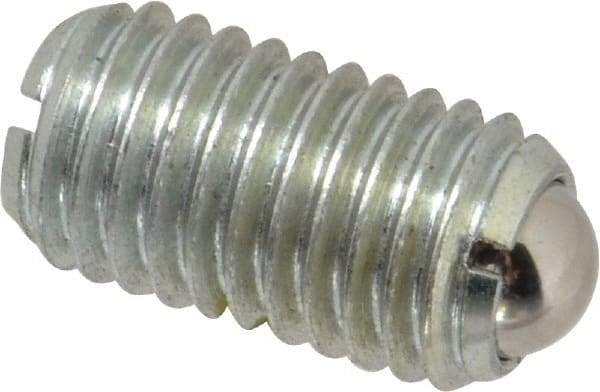 Vlier - M12x1.75, 8mm Ball Diam, 22mm Body Length, 2.5mm Max Ball Reach, Threaded Ball Plunger - Steel Body, Steel Ball, 2.25 Lb Initial End Force, 4.5 Lb Final End Force, Locking Element - Industrial Tool & Supply