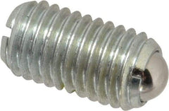 Vlier - M12x1.75, 8mm Ball Diam, 22mm Body Length, 2.5mm Max Ball Reach, Threaded Ball Plunger - Steel Body, Steel Ball, 2.25 Lb Initial End Force, 4.5 Lb Final End Force, Locking Element - Industrial Tool & Supply