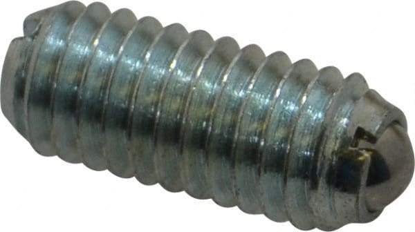 Vlier - M6x1.0, 3.5mm Ball Diam, 14mm Body Length, 1mm Max Ball Reach, Threaded Ball Plunger - Steel Body, Steel Ball, 0.45 Lb Initial End Force, 1.35 Lb Final End Force - Industrial Tool & Supply