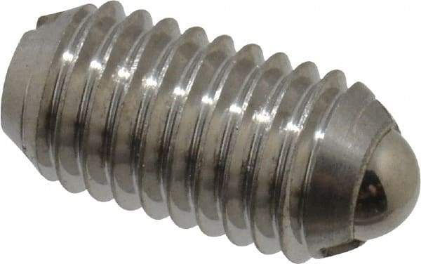 Vlier - M10x1.5, 6mm Ball Diam, 19mm Body Length, 2mm Max Ball Reach, Threaded Ball Plunger - Stainless Steel Body, Stainless Steel Ball, 1.8 Lb Initial End Force, 3.37 Lb Final End Force - Industrial Tool & Supply