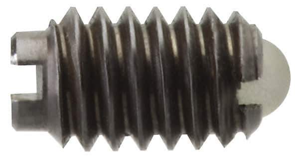 Gibraltar - 5-40, 0.062" Ball Diam, 0.25" Body Length, 0.02" Max Ball Reach, Threaded Ball Plunger - Steel Body, Nylon Ball, 0.25 Lb Initial End Force, 0.75 Lb Final End Force, Locking Element - Industrial Tool & Supply