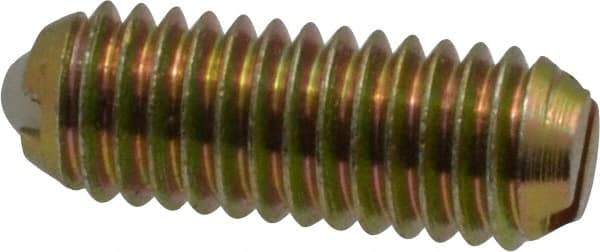 Vlier - 10-32, 0.094" Ball Diam, 0.513" Body Length, 0.025" Max Ball Reach, Threaded Ball Plunger - Steel Body, Nylon Ball, 2 Lb Initial End Force, 5 Lb Final End Force - Industrial Tool & Supply