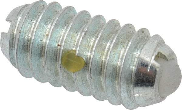 Vlier - 1/4-20, 0.125" Ball Diam, 0.531" Body Length, 0.035" Max Ball Reach, Threaded Ball Plunger - Steel Body, Nylon Ball, 2 Lb Initial End Force, 4 Lb Final End Force, Locking Element - Industrial Tool & Supply