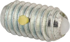 Vlier - 5/16-18, 0.156" Ball Diam, 0.578" Body Length, 0.04" Max Ball Reach, Threaded Ball Plunger - Steel Body, Nylon Ball, 2 Lb Initial End Force, 4.25 Lb Final End Force, Locking Element - Industrial Tool & Supply
