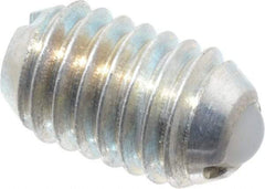 Vlier - 3/8-16, 0.188" Ball Diam, 0.625" Body Length, 0.048" Max Ball Reach, Threaded Ball Plunger - Steel Body, Nylon Ball, 2.5 Lb Initial End Force, 5 Lb Final End Force - Industrial Tool & Supply