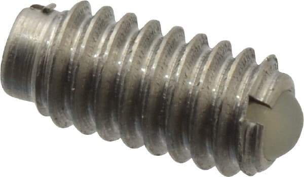 Vlier - 8-32, 0.094" Ball Diam, 0.344" Body Length, 0.025" Max Ball Reach, Threaded Ball Plunger - Stainless Steel Body, Nylon Ball, 0.5 Lb Initial End Force, 1.25 Lb Final End Force - Industrial Tool & Supply