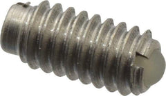 Vlier - 8-32, 0.094" Ball Diam, 0.344" Body Length, 0.025" Max Ball Reach, Threaded Ball Plunger - Stainless Steel Body, Nylon Ball, 0.5 Lb Initial End Force, 1.25 Lb Final End Force - Industrial Tool & Supply