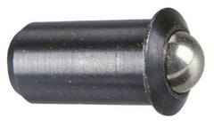 Vlier - 1.1" Body Length x 1/2" Body Diam, 8 Lb Init to 18 Lb Final End Force, Stainless Steel Press Fit Ball Plunger - 7/16" Ball Diam, 0.161" Max Ball Reach, 0.11" Flange Thickness - Industrial Tool & Supply