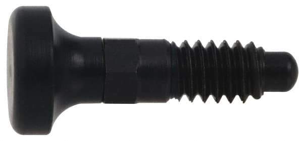 Vlier - 1/4-20, 0.16" Max Plunger Diam, 0.12 Lb Init to 0.36 Lb Final End Force, Knob Handle Plunger - Delrin Knob, 0.63" Body Length, 1/2" Length Under Head/Shoulder, 0.13" Plunger Projection - Industrial Tool & Supply
