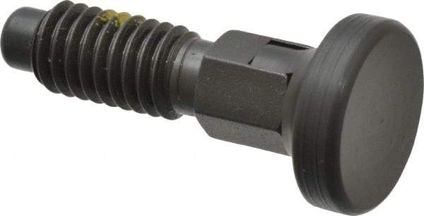 Vlier - 3/8-16, 1/4" Max Plunger Diam, 0.25 Lb Init to 2 Lb Final End Force, Locking Knob Handle Plunger - Delrin Knob, 0.94" Body Length, 3/4" Length Under Head/Shoulder, 0.18" Plunger Projection - Industrial Tool & Supply