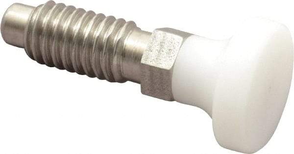 Vlier - 3/8-16, 1/4" Max Plunger Diam, 0.25 Lb Init to 2 Lb Final End Force, Knob Handle Plunger - Delrin Knob, 0.94" Body Length, 3/4" Length Under Head/Shoulder, 0.18" Plunger Projection - Industrial Tool & Supply