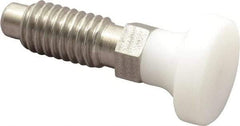 Vlier - 3/8-16, 1/4" Max Plunger Diam, 0.25 Lb Init to 2 Lb Final End Force, Knob Handle Plunger - Delrin Knob, 0.94" Body Length, 3/4" Length Under Head/Shoulder, 0.18" Plunger Projection - Industrial Tool & Supply