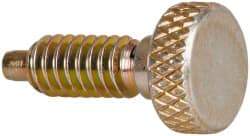 Vlier - 1/4-20, 1/2" Thread Length, 0.123" Max Plunger Diam, 1 Lb Init to 4 Lb Final End Force, Knob Handle Plunger - Knurled Knob, 0.79" Body Length, 1/2" Length Under Head/Shoulder, 1/8" Plunger Projection - Industrial Tool & Supply