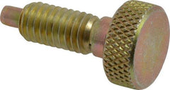 Vlier - 3/8-16, 3/4" Thread Length, 0.185" Max Plunger Diam, 1 Lb Init to 8 Lb Final End Force, Knob Handle Plunger - Knurled Knob, 0.94" Body Length, 3/4" Length Under Head/Shoulder, 0.218" Plunger Projection - Industrial Tool & Supply
