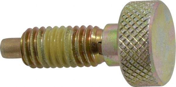 Vlier - 3/8-16, 3/4" Thread Length, 0.185" Max Plunger Diam, 1 Lb Init to 8 Lb Final End Force, Knob Handle Plunger - Knurled Knob, 0.94" Body Length, 3/4" Length Under Head/Shoulder, 0.218" Plunger Projection - Industrial Tool & Supply
