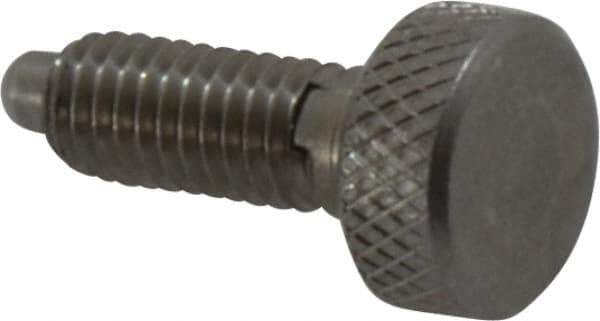 Vlier - 10-32, 0.4" Thread Length, 0.104" Max Plunger Diam, 0.5 Lb Init to 3 Lb Final End Force, Knob Handle Plunger - Knurled Knob, 0.46" Body Length, 0.4" Length Under Head/Shoulder, 3/32" Plunger Projection - Industrial Tool & Supply