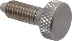 Vlier - 10-32, 0.4" Thread Length, 0.104" Max Plunger Diam, 0.5 Lb Init to 3 Lb Final End Force, Knob Handle Plunger - Knurled Knob, 0.46" Body Length, 0.4" Length Under Head/Shoulder, 3/32" Plunger Projection - Industrial Tool & Supply