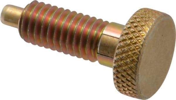 Vlier - 3/8-16, 3/4" Thread Length, 0.185 to 0.186" Max Plunger Diam, 0.5 Lb Init to 3 Lb Final End Force, Locking Knob Handle Plunger - Knurled Knob, 0.97" Length Under Head/Shoulder, 0.22" Plunger Projection - Industrial Tool & Supply