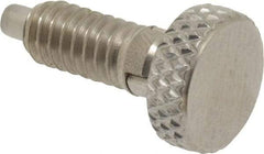 Vlier - 1/4-20, 0.4" Thread Length, 0.123 to 1/8" Max Plunger Diam, 0.5 Lb Init to 2 Lb Final End Force, Locking Knob Handle Plunger - Knurled Knob, 0.53" Length Under Head/Shoulder, 1/8" Plunger Projection - Industrial Tool & Supply