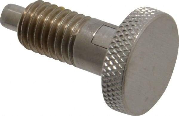 Vlier - 1/2-13, 0.65" Thread Length, 1/4 to 1/4" Max Plunger Diam, 0.5 Lb Init to 4 Lb Final End Force, Locking Knob Handle Plunger - Knurled Knob, 0.9" Length Under Head/Shoulder, 1/4" Plunger Projection - Industrial Tool & Supply