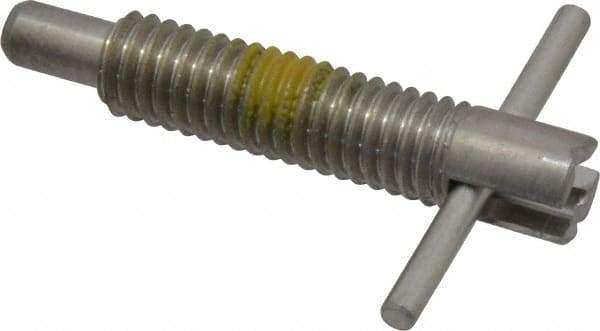 Vlier - 3/8-16 Thread, 2" Body Length, 3/8" Plunger Projection, 0.233" Plunger Diam, Stainless Steel, Locking T Handle Plunger - 1.2" Thread Length, 1-1/2" Handle Length, 1.68" Plunger Length, 2 Lb Initial End Force, 4 Lb Final End Force, Locking Element - Industrial Tool & Supply