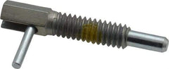 Vlier - 1/4-20, 0.8" Thread Length, 0.16" Plunger Diam, 0.5 Lb Init to 2.5 Lb Final End Force, Steel Locking L Handle Plunger - 1-1/4" Body Length, 0.8" Length Under Head, Locking Element, 0.38" Plunger Projection - Industrial Tool & Supply