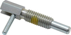 Vlier - 1/2-13, 1.1" Thread Length, 0.31" Plunger Diam, 1 Lb Init to 5 Lb Final End Force, Steel Locking L Handle Plunger - 2.11" Body Length, 1-1/4" Length Under Head, Locking Element, 3/4" Plunger Projection - Industrial Tool & Supply