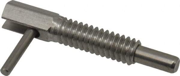 Vlier - 1/4-20, 0.8" Thread Length, 0.16" Plunger Diam, 0.5 Lb Init to 2.5 Lb Final End Force, Stainless Steel Locking L Handle Plunger - 1-1/4" Body Length, 0.8" Length Under Head, 0.38" Plunger Projection - Industrial Tool & Supply